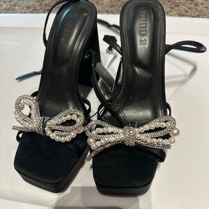 Forever 21 Black Heels with Pearl Embellishment